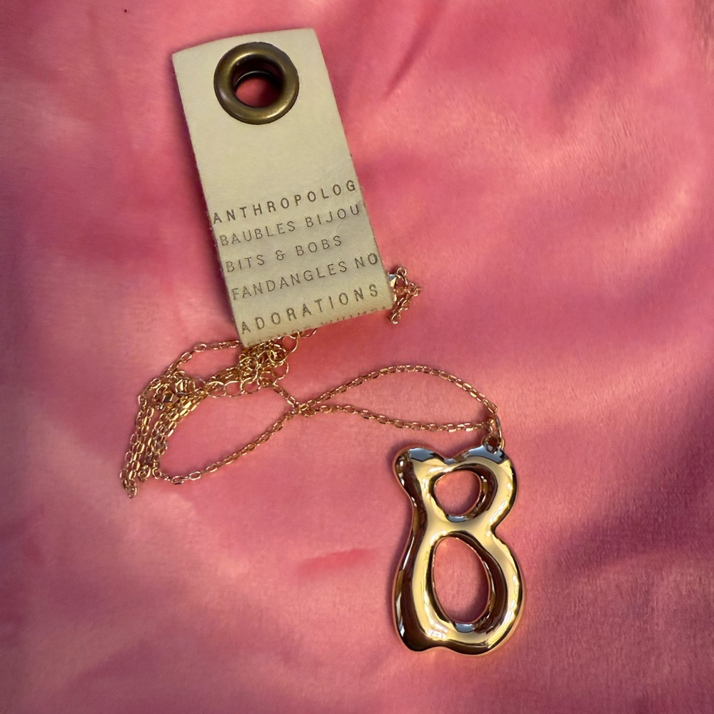 Anthropologie Bubble Letter Monogram Necklace, Letter B